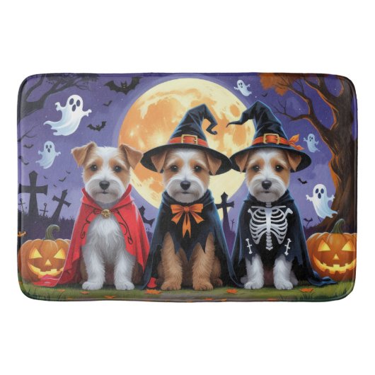 Biewer Terrier Dogs Pumpkin Halloween Funny Badematte (Vorderseite)