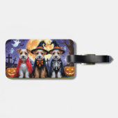 Biewer Terrier Dogs Pumpkin Halloween Funny Gepäckanhänger (Rückseite horizontal)