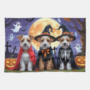 Biewer Terrier Dogs Pumpkin Halloween Funny Geschirrtuch