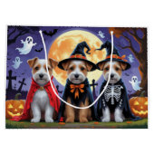 Biewer Terrier Dogs Pumpkin Halloween Funny Große Geschenktüte (Rückseite)