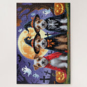 Biewer Terrier Dogs Pumpkin Halloween Funny Puzzle (Vertikal)