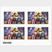 Biewer Terrier Dogs Pumpkin Halloween Funny Rechteckiger Aufkleber (Blatt)