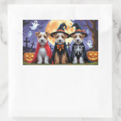 Biewer Terrier Dogs Pumpkin Halloween Funny Rechteckiger Aufkleber (Tasche)