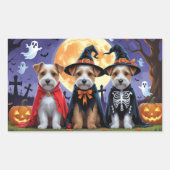 Biewer Terrier Dogs Pumpkin Halloween Funny Rechteckiger Aufkleber (Vorderseite)