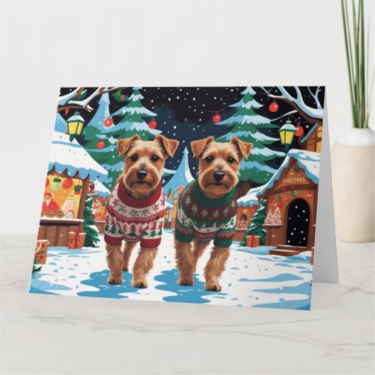 Biewer Terrier Dogs Weihnachtsschneeferien Karte (Vorderseite)