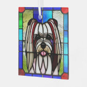 Biewer Terrier "Festes Glas" Ornament Aus Glas (Vorderseite links)