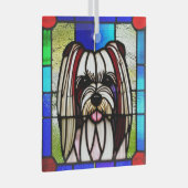 Biewer Terrier "Festes Glas" Ornament Aus Glas (Vorderseite Rechts)