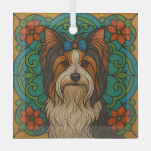 Biewer Terrier "Festes Glas" Ornament Aus Glas