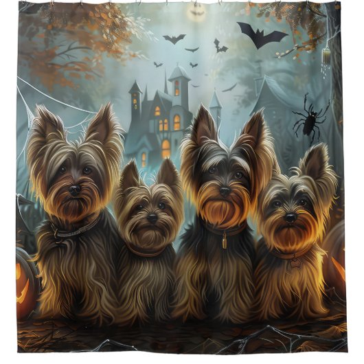 Biewer Terrier Halloween Night Doggy Delight Duschvorhang (Vorderseite)