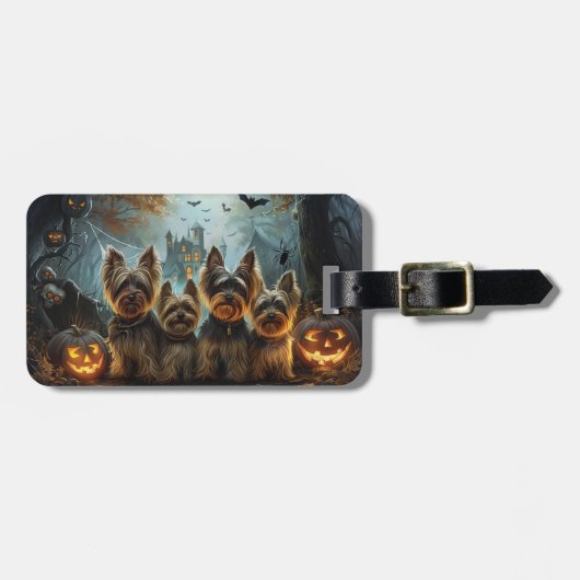 Biewer Terrier Halloween Night Doggy Delight Gepäckanhänger (Vorderseite horizontal)