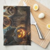 Biewer Terrier Halloween Night Doggy Delight Geschirrtuch (Viertel Falte)