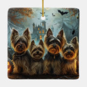 Biewer Terrier Halloween Night Doggy Delight Keramikornament (Rückseite)