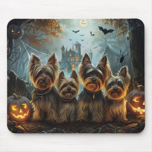 Biewer Terrier Halloween Night Doggy Delight Mousepad (Vorne)