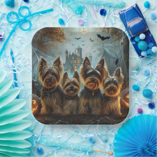 Biewer Terrier Halloween Night Doggy Delight Pappteller (Party)