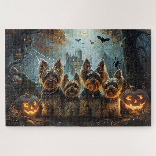Biewer Terrier Halloween Night Doggy Delight Puzzle (Horizontal)