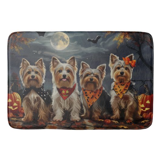 Biewer Terrier Halloween Spooky Badematte (Vorderseite)