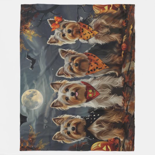 Biewer Terrier Halloween Spooky Fleecedecke (Vorderseite)