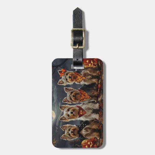 Biewer Terrier Halloween Spooky Gepäckanhänger (Vorderseite vertikal)