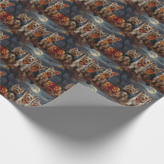 Biewer Terrier Halloween Spooky Geschenkpapier (Ecke)