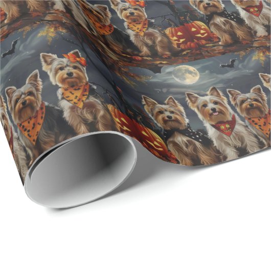 Biewer Terrier Halloween Spooky Geschenkpapier (Rolleneckpunkt)