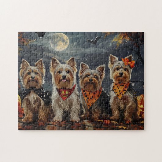 Biewer Terrier Halloween Spooky Puzzle (Horizontal)