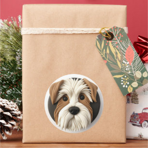 Biewer Terrier Hund 3D Inspiriert Runder Aufkleber