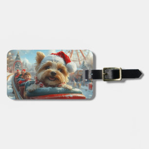 Biewer Terrier Hund Achterbahn Weihnachten  Gepäckanhänger