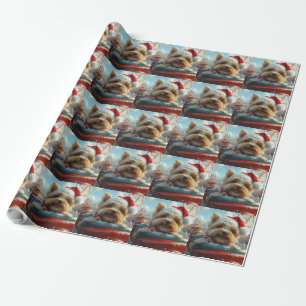 Biewer Terrier Hund Achterbahn Weihnachten  Geschenkpapier