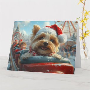 Biewer Terrier Hund Achterbahn Weihnachten  Karte