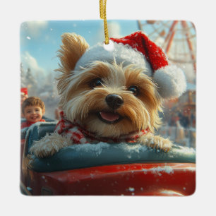 Biewer Terrier Hund Achterbahn Weihnachten  Keramikornament