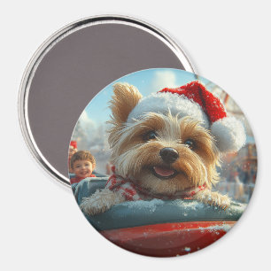 Biewer Terrier Hund Achterbahn Weihnachten  Magnet