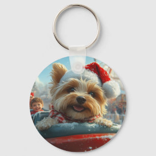 Biewer Terrier Hund Achterbahn Weihnachten  Schlüsselanhänger