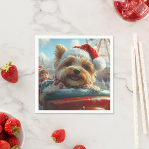 Biewer Terrier Hund Achterbahn Weihnachten  Serviette