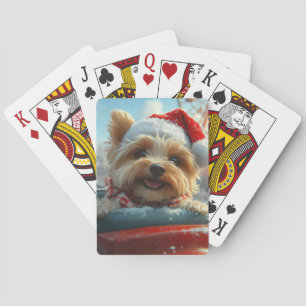Biewer Terrier Hund Achterbahn Weihnachten  Spielkarten