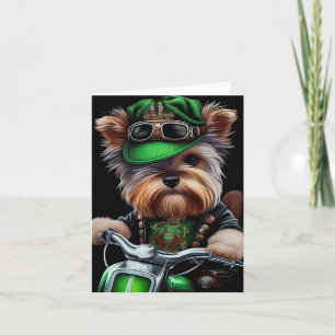 Biewer Terrier Hund fährt Fahrrad St. Patrick's Da Karte