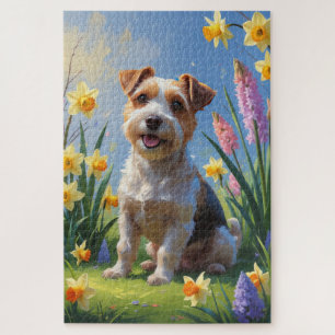 Biewer Terrier Hund Frühlingsblumen Malerei Puzzle