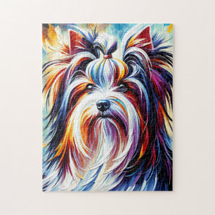 Biewer Terrier Hund Portrait Acryl Kunst Druck Hun Puzzle
