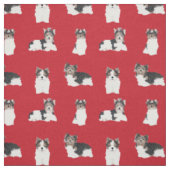 Biewer Terrier Hund, rote Weihnachtssternis Stoff (Muster)