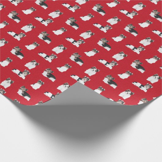 Biewer Terrier Hundeschlitten Geschenkpapier (Ecke)