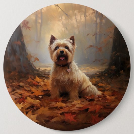 Biewer Terrier im Herbst Leaves Fall Inspiriert Button (Vorderseite)