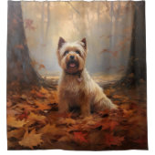 Biewer Terrier im Herbst Leaves Fall Inspiriert Duschvorhang (Vorderseite)