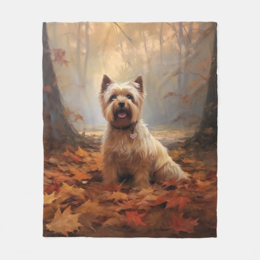 Biewer Terrier im Herbst Leaves Fall Inspiriert Fleecedecke (Vorderseite)