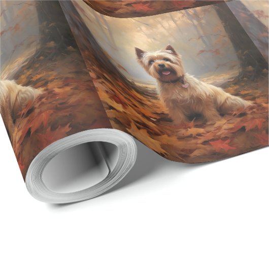 Biewer Terrier im Herbst Leaves Fall Inspiriert Geschenkpapier (Rolleneckpunkt)