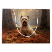 Biewer Terrier im Herbst Leaves Fall Inspiriert Große Geschenktüte (Rückseite)