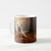 Biewer Terrier im Herbst Leaves Fall Inspiriert Kaffeetasse (Vorderseite Links)