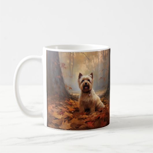 Biewer Terrier im Herbst Leaves Fall Inspiriert Kaffeetasse (Links)