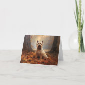 Biewer Terrier im Herbst Leaves Fall Inspiriert Karte (Vorderseite)