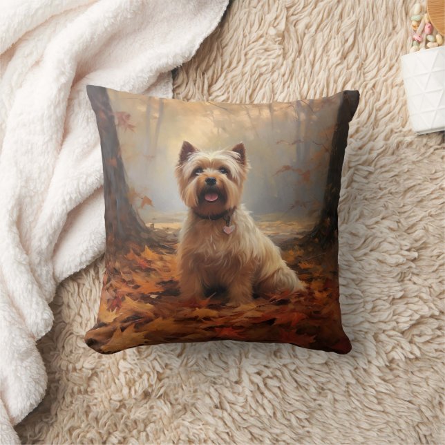 Biewer Terrier im Herbst Leaves Fall Inspiriert Kissen (Decke)