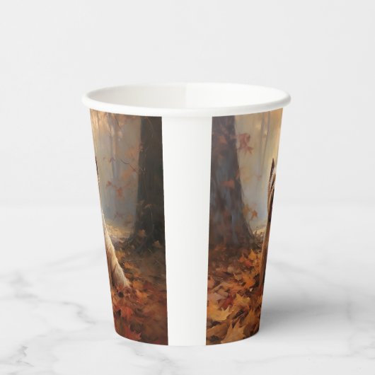 Biewer Terrier im Herbst Leaves Fall Inspiriert Pappbecher (Links)