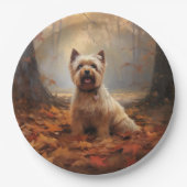 Biewer Terrier im Herbst Leaves Fall Inspiriert Pappteller (Vorderseite)